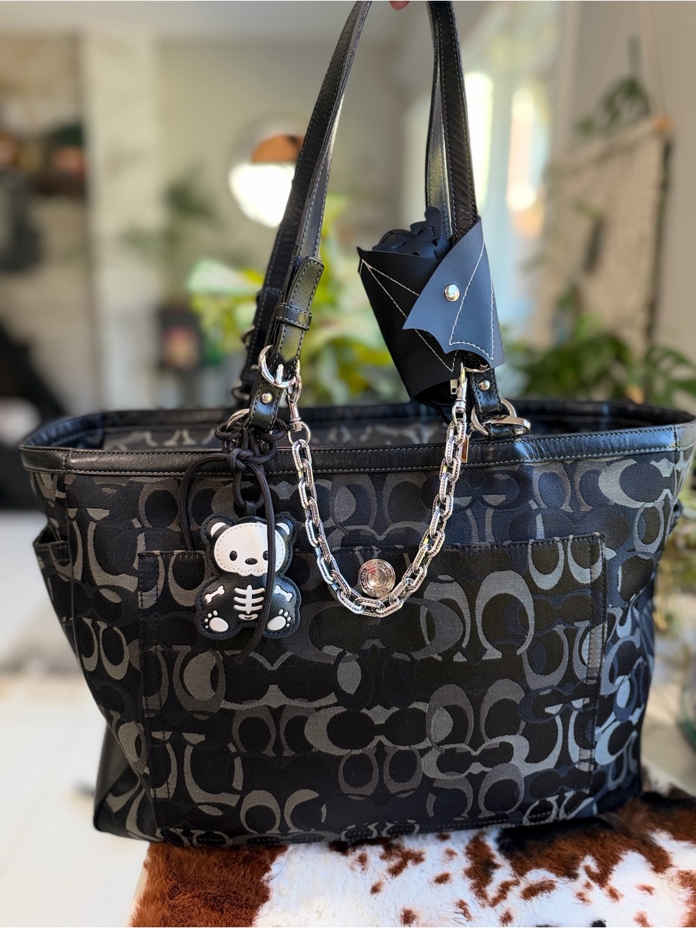 Coach Black 🖤Signature Optic Tote XL + Accessories